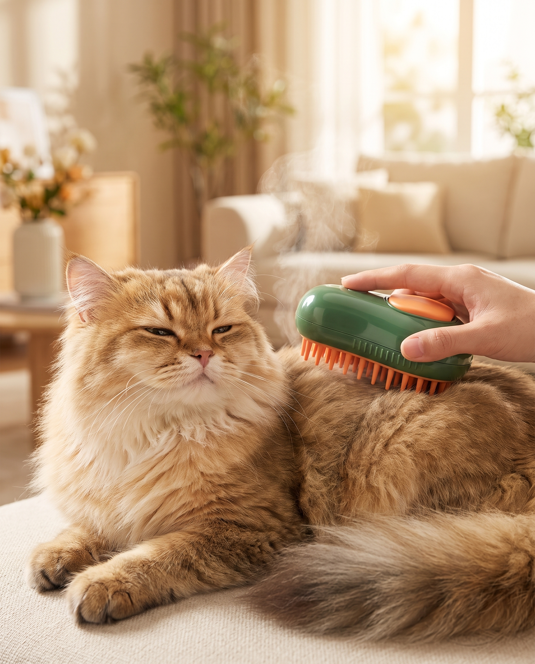 The Purr — Self-Cleaning Steam Grooming Brush