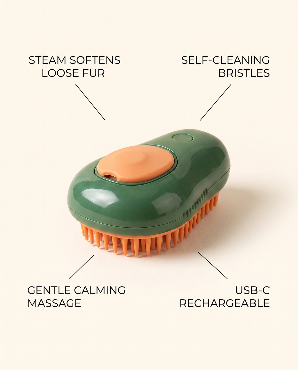 The Purr — Self-Cleaning Steam Grooming Brush