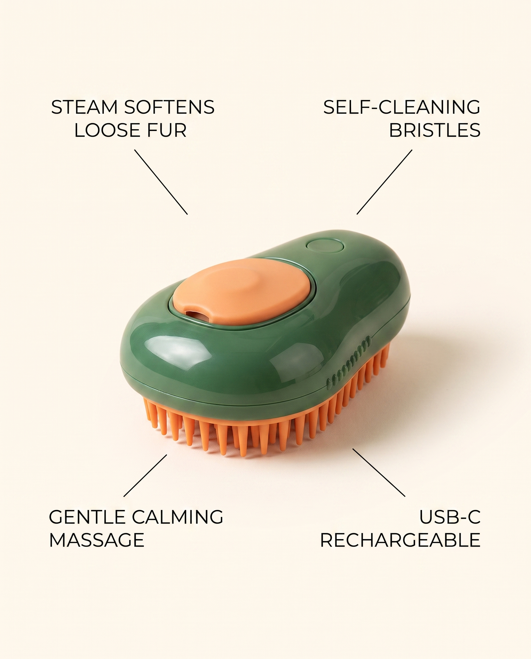 The Purr — Self-Cleaning Steam Grooming Brush